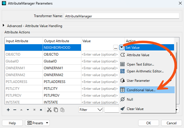 Conditional Value.. option in the Attribute Manager
